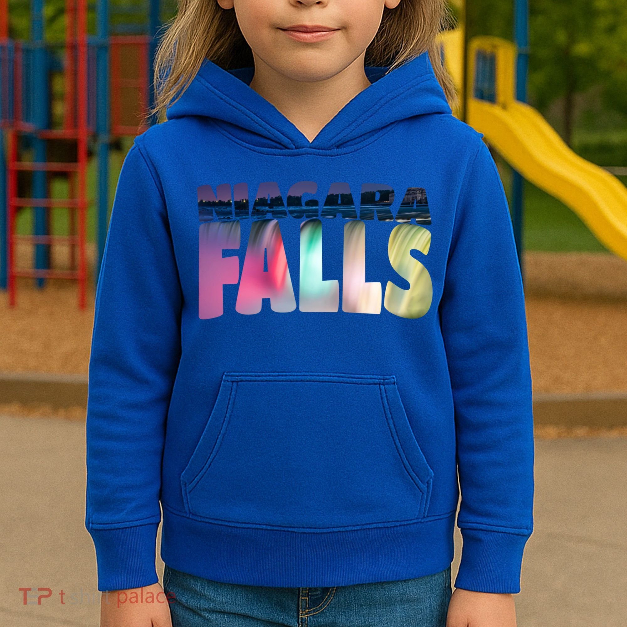 Niagara Falls Night Gift Canada Usa Typography Souvenir Kids Hoodie