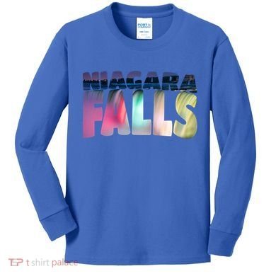 Niagara Falls Night Gift Canada Usa Typography Souvenir Kids Long Sleeve Shirt