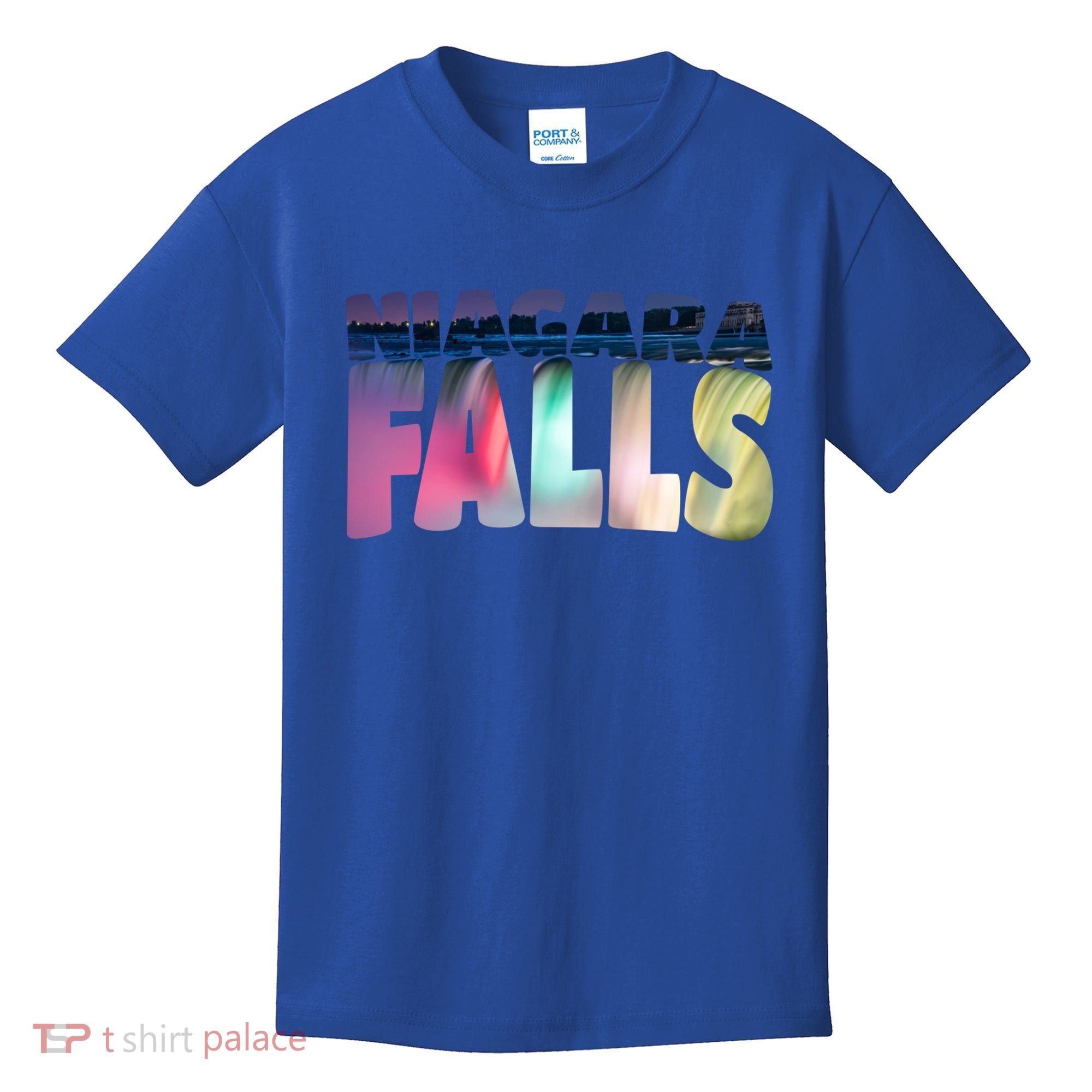 Niagara Falls Night Gift Canada Usa Typography Souvenir Kids T-Shirt