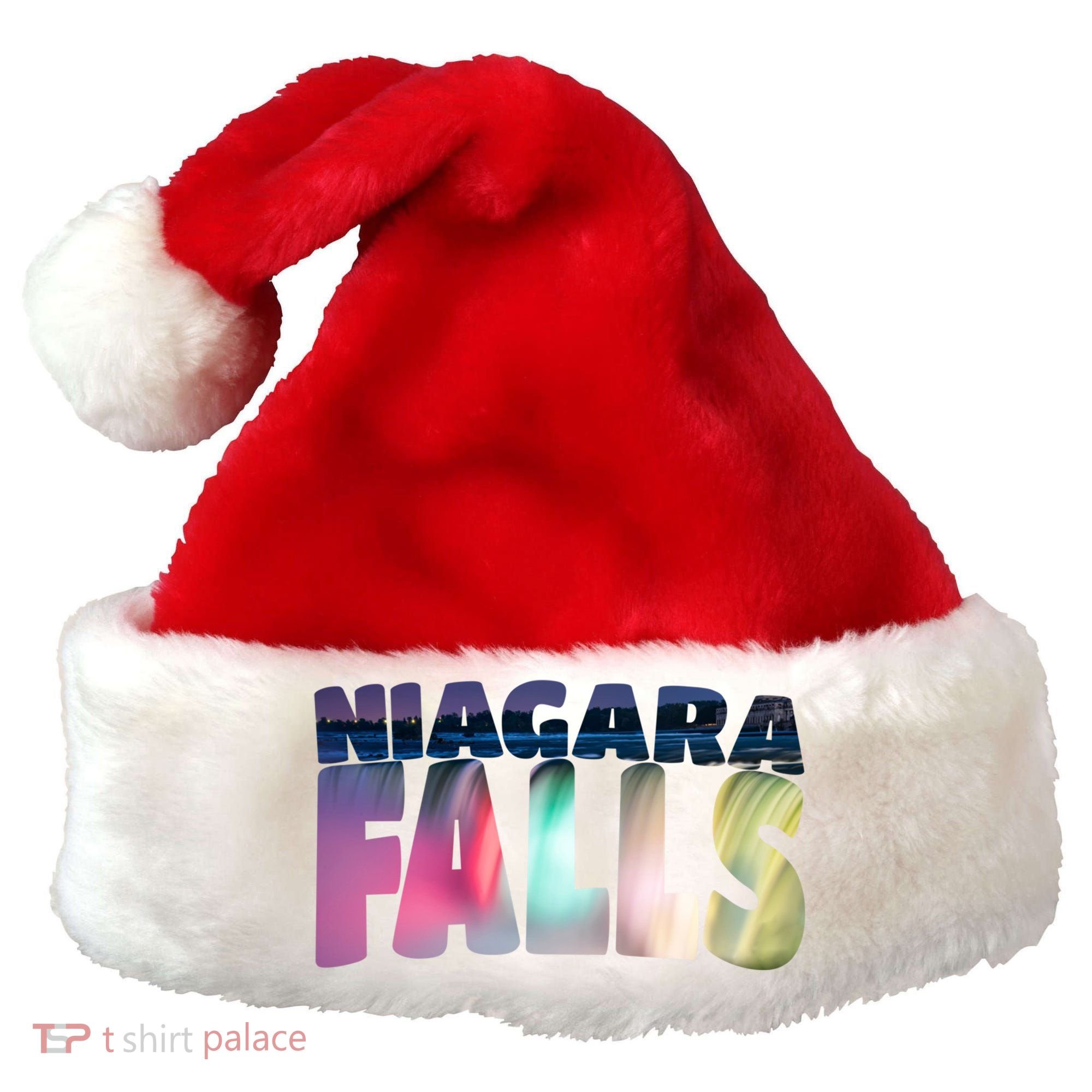 Niagara Falls Night Gift Canada Usa Typography Souvenir Santa Hat