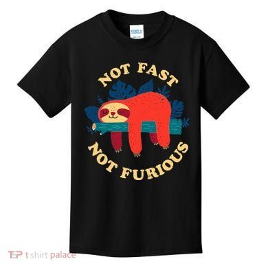 Not Fast Not Furious Dinomike Design Kids T-Shirt