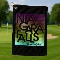 Niagara Falls New York Neon Golf Towel thumb 1