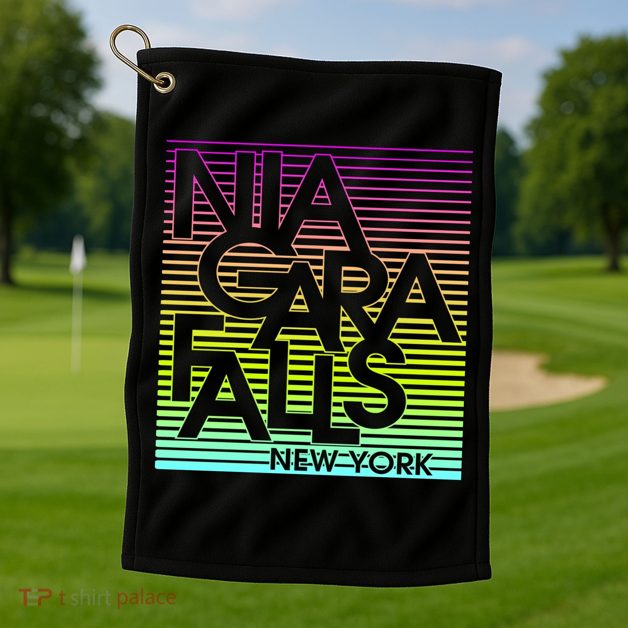 Niagara Falls New York Neon Golf Towel