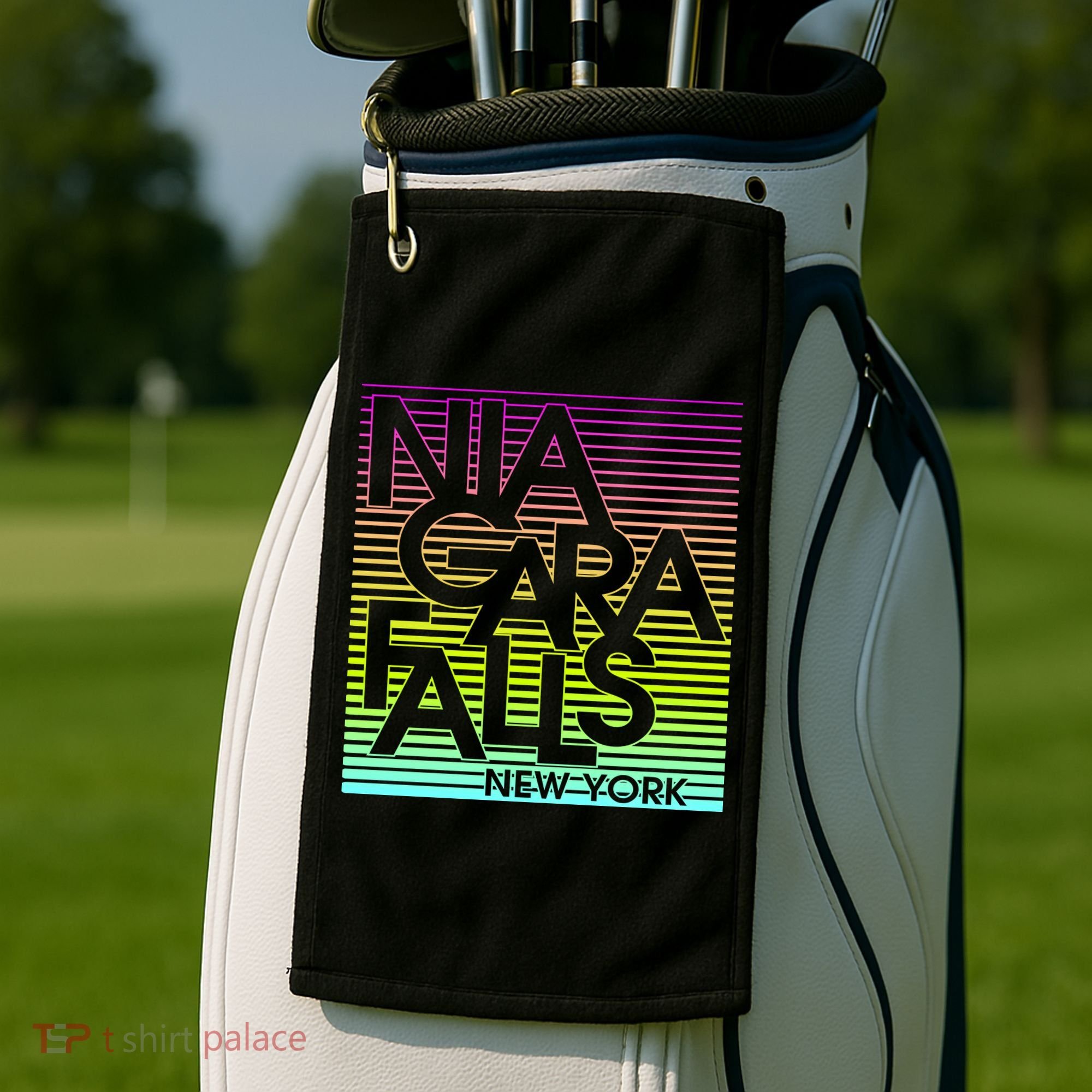 Niagara Falls New York Neon Golf Towel