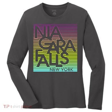 Niagara Falls New York Neon Women's Long Sleeve Shirt