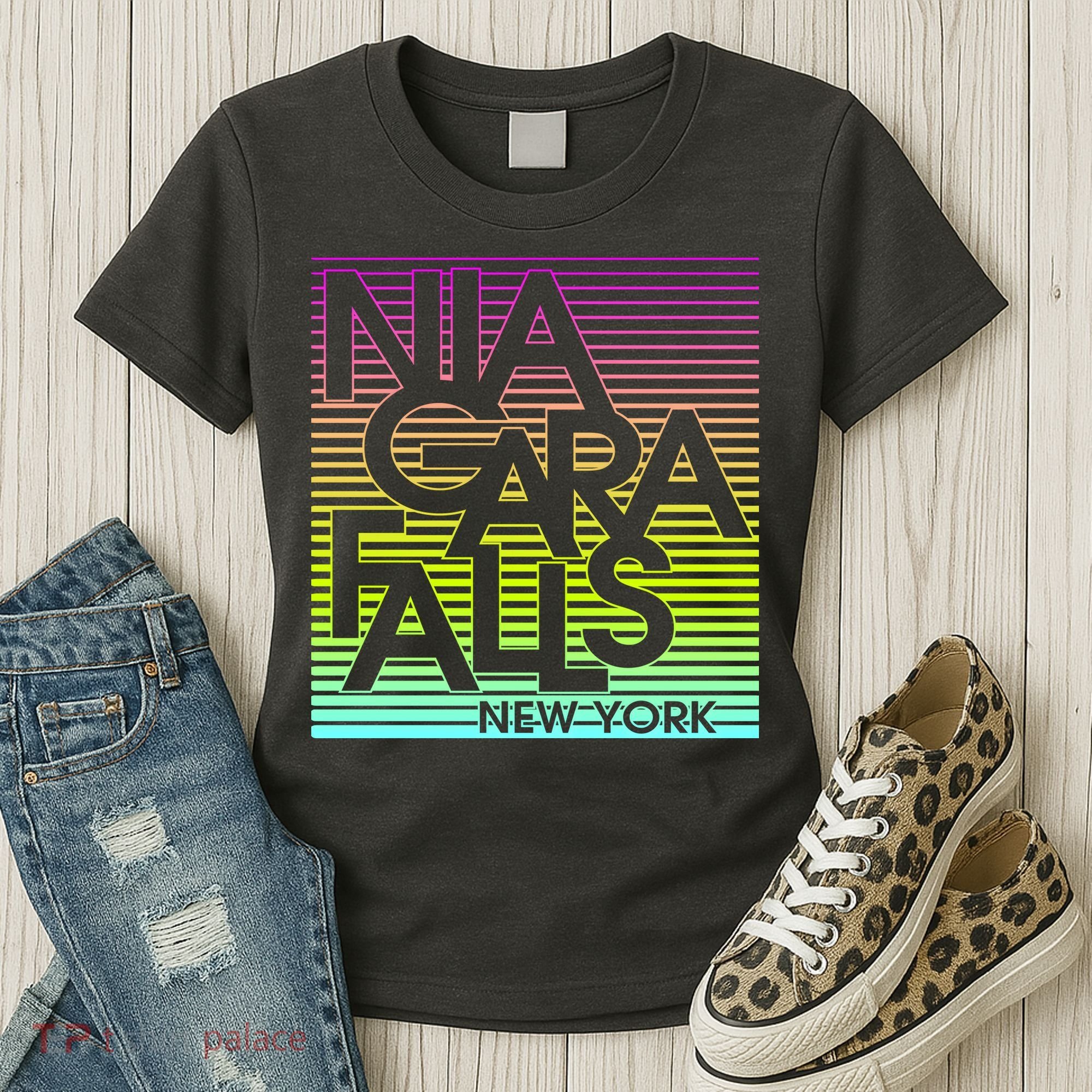 Niagara Falls New York Neon Women's T-Shirt