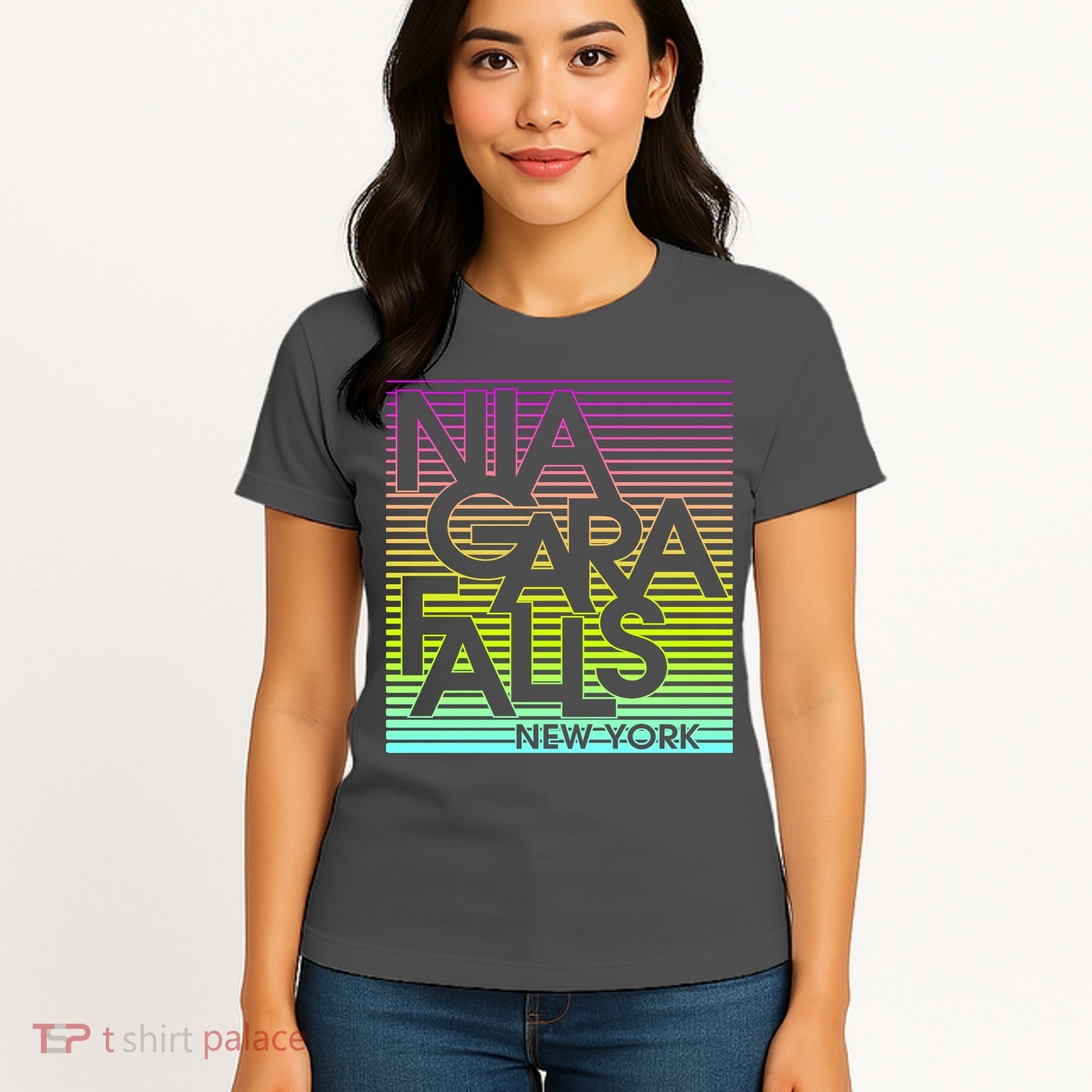 Niagara Falls New York Neon Women's T-Shirt