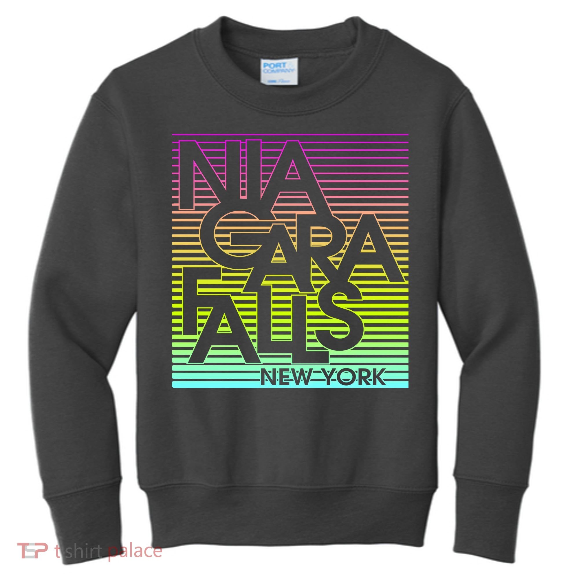 Niagara Falls New York Neon Kids Sweatshirt