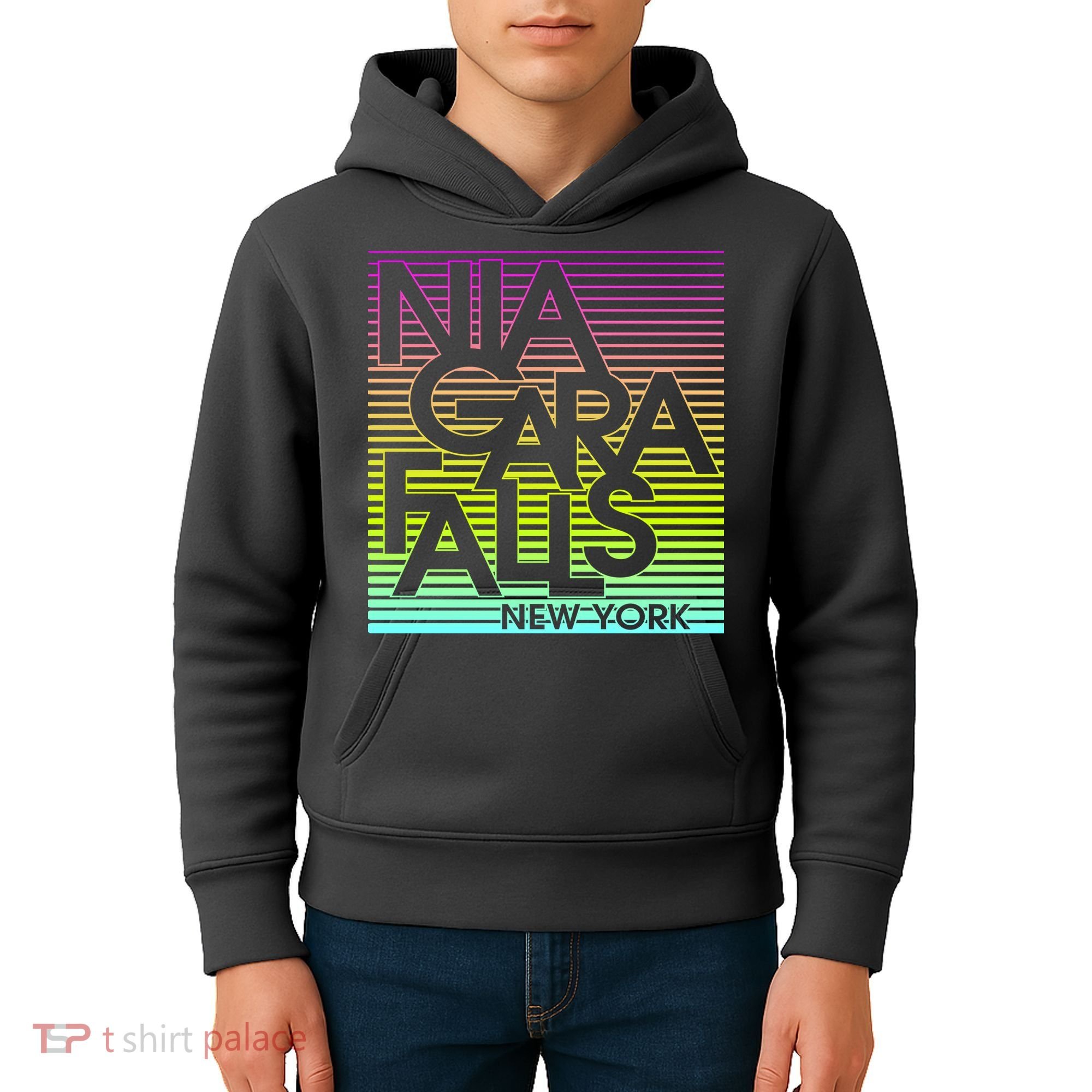 Niagara Falls New York Neon Kids Hoodie