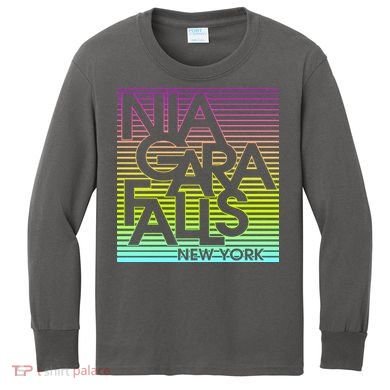 Niagara Falls New York Neon Kids Long Sleeve Shirt