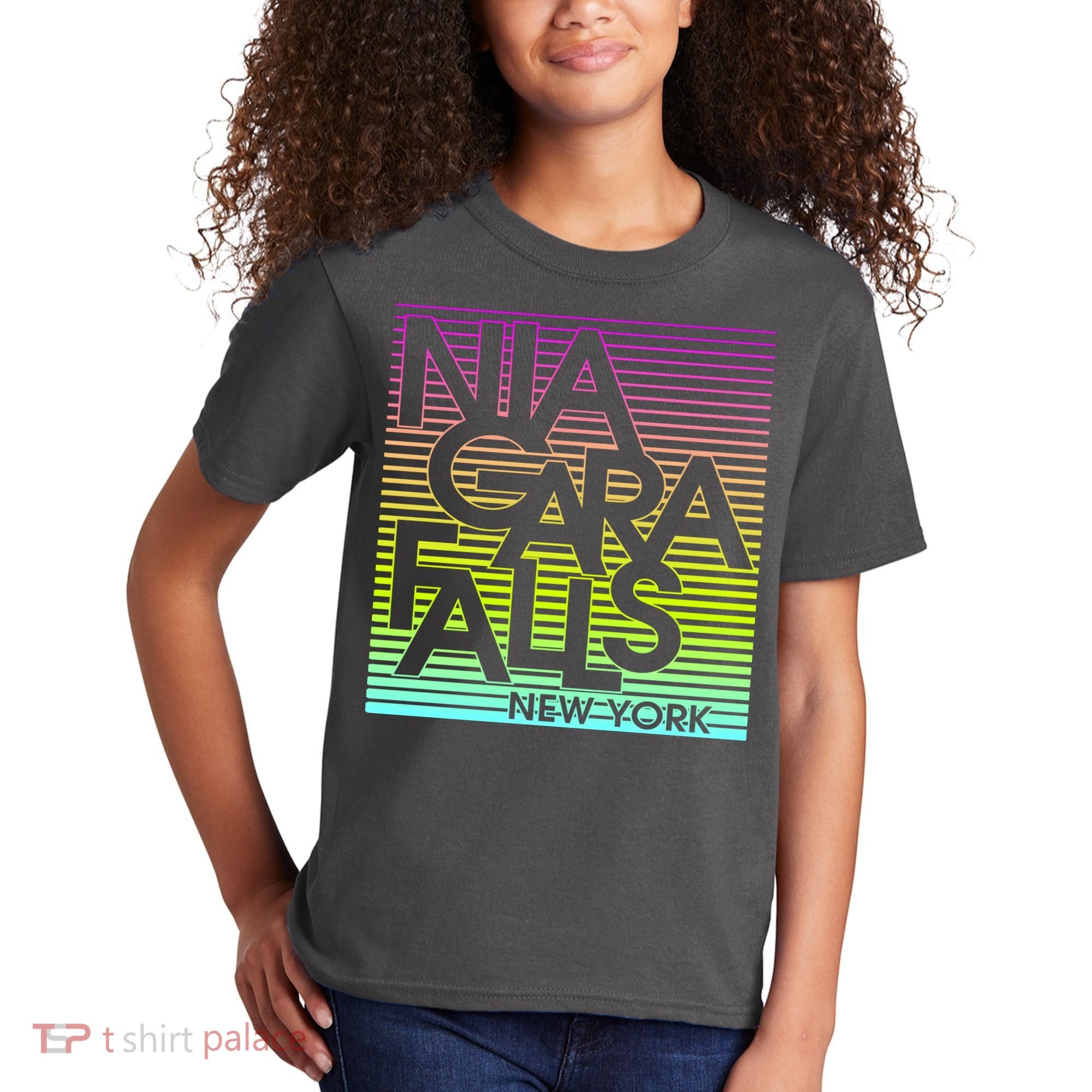 Niagara Falls New York Neon Kids T-Shirt