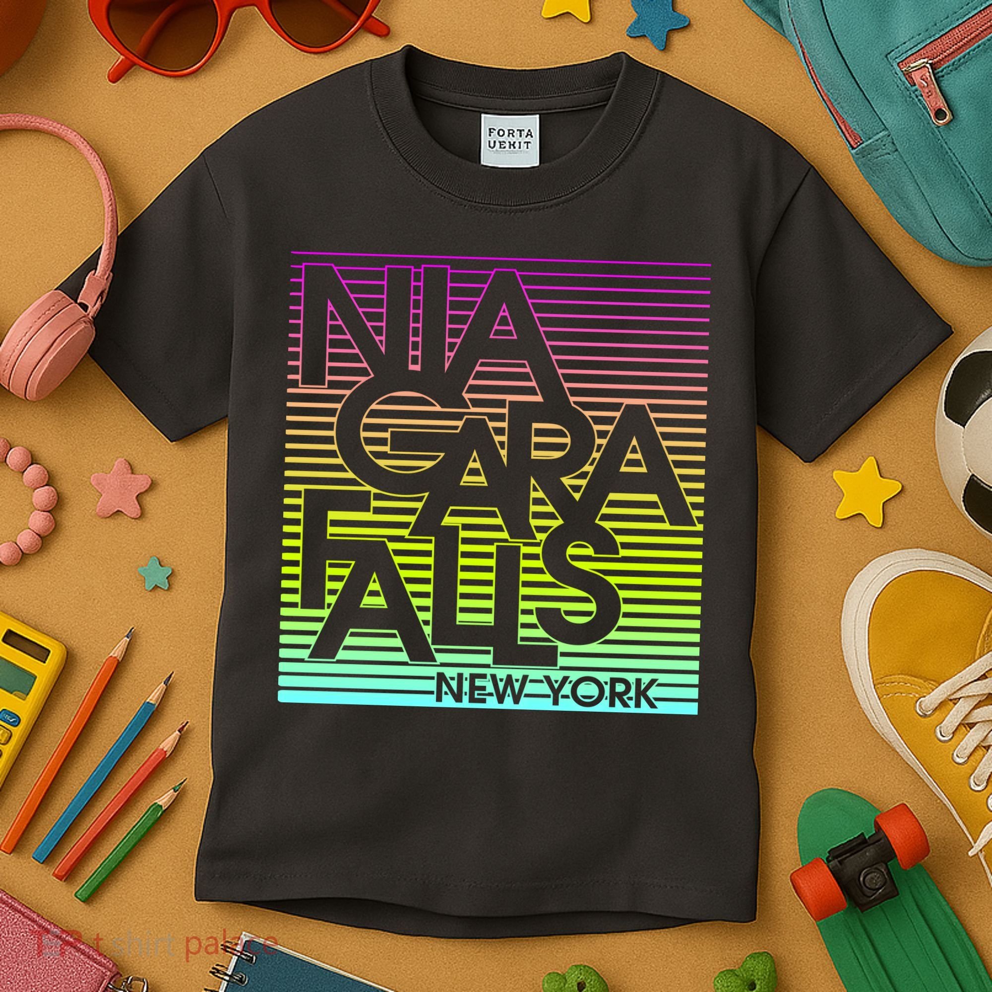 Niagara Falls New York Neon Kids T-Shirt