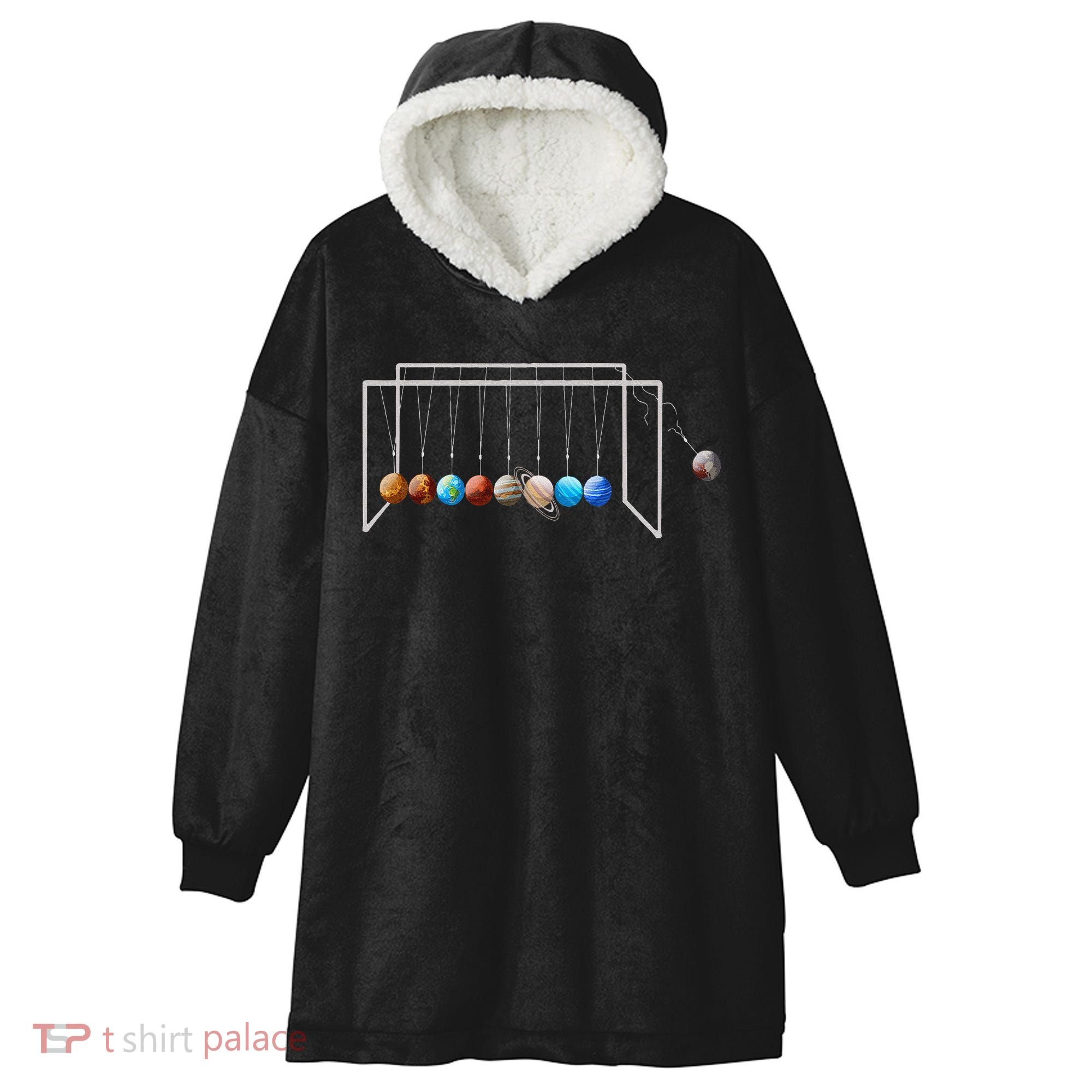 Never Forget Pluto Funny Planet Pluto Hooded Wearable Blanket