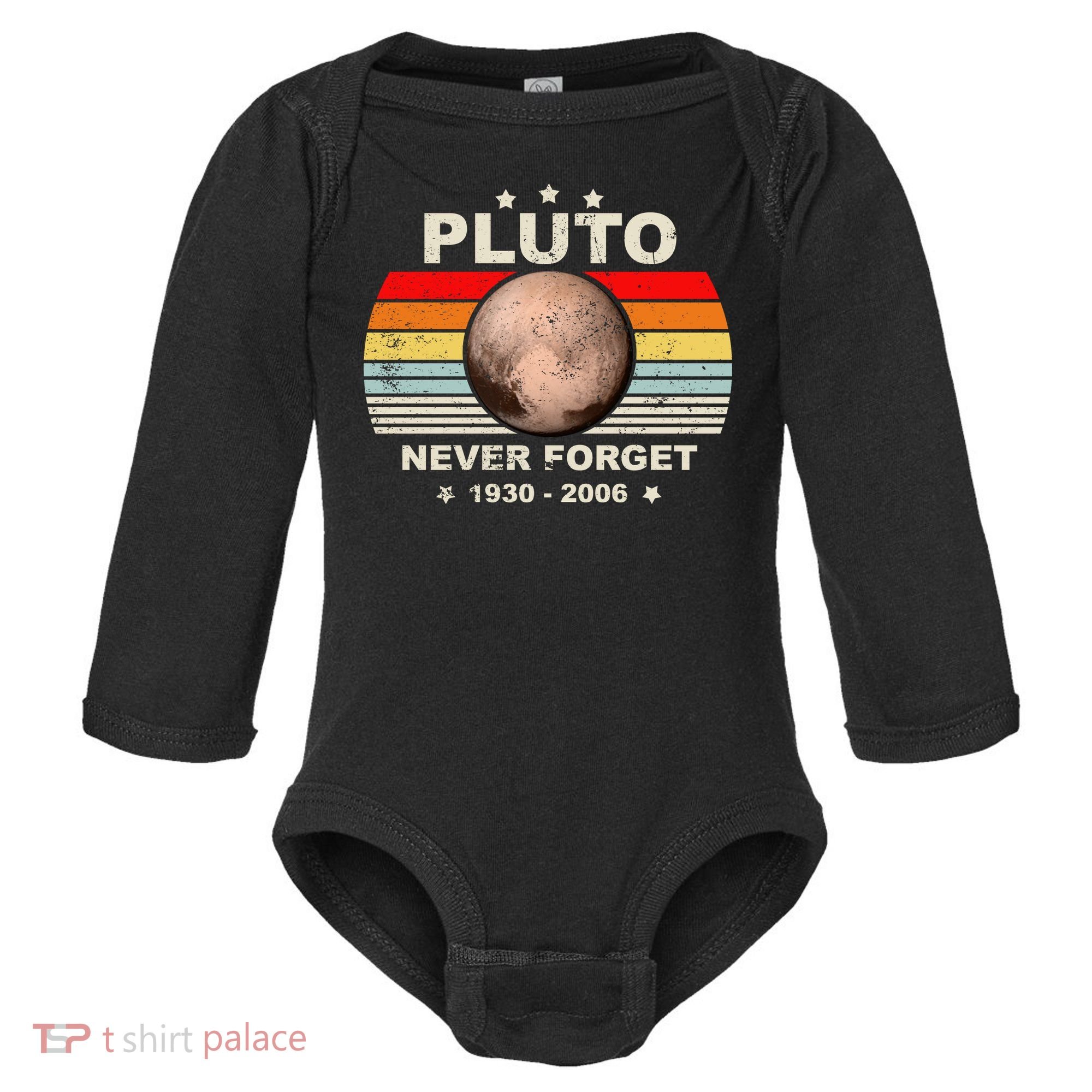 Never Forget Pluto Baby Long Sleeve Bodysuit