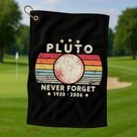 Never Forget Pluto Shirt. Retro Style Funny Space, Science Golf Towel thumb 1
