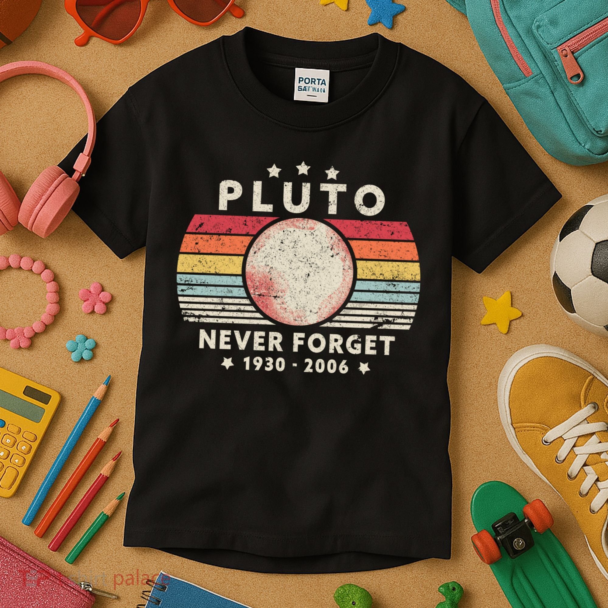 Never Forget Pluto Shirt. Retro Style Funny Space, Science Kids T-Shirt