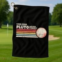 Never Forget Pluto Retro Science Gift Golf Towel thumb 1
