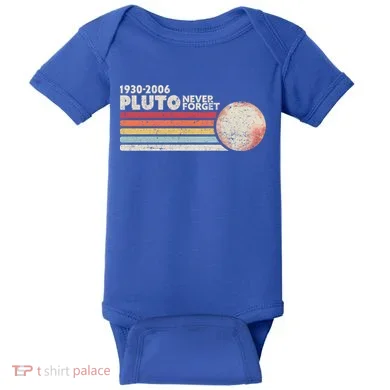 Never Forget Pluto Retro Science Gift Baby Bodysuit