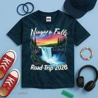 Niagara Falls Road Trip 2026 Kids Tie-Dye T-Shirt thumb 2