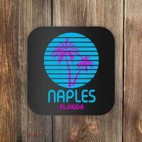 Naples Florida Retro Palm Tree Sunset Coaster thumb 0
