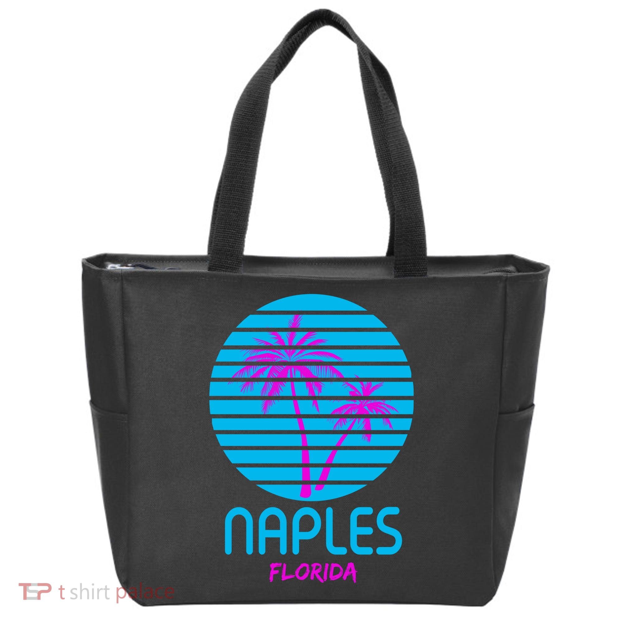 Naples Florida Retro Palm Tree Sunset Tote Bag