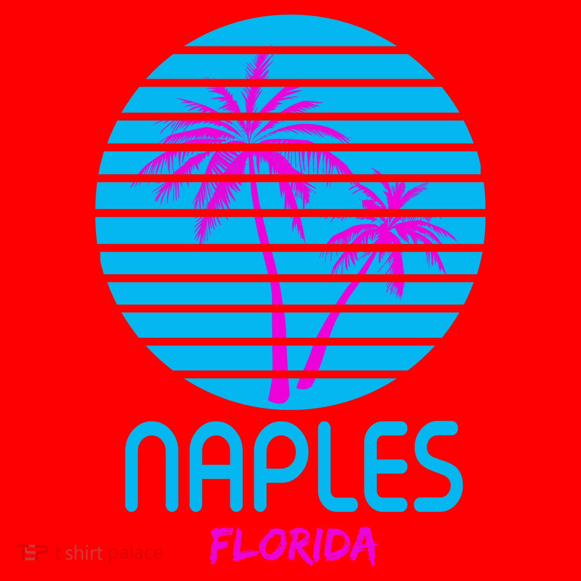 Naples Florida Retro Palm Tree Sunset Santa Hat