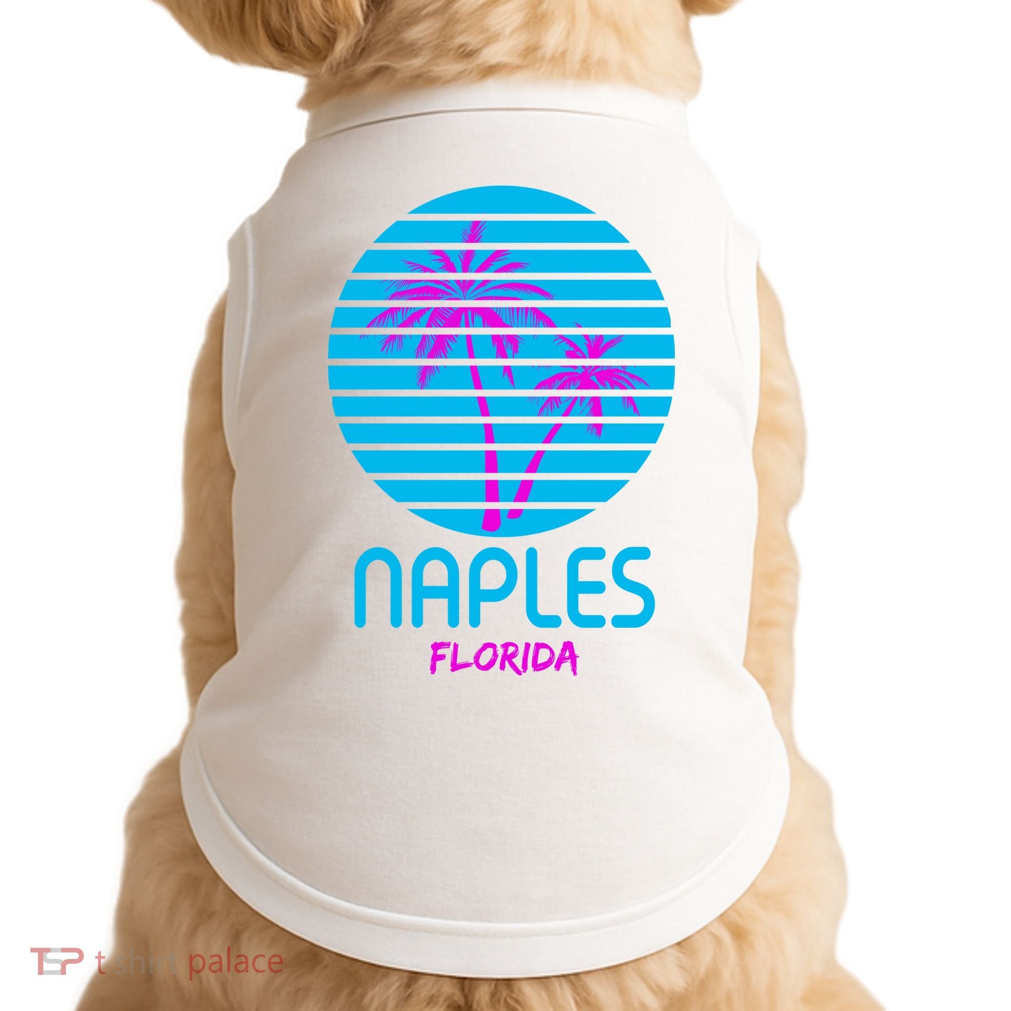 Naples Florida Retro Palm Tree Sunset Doggie Tank