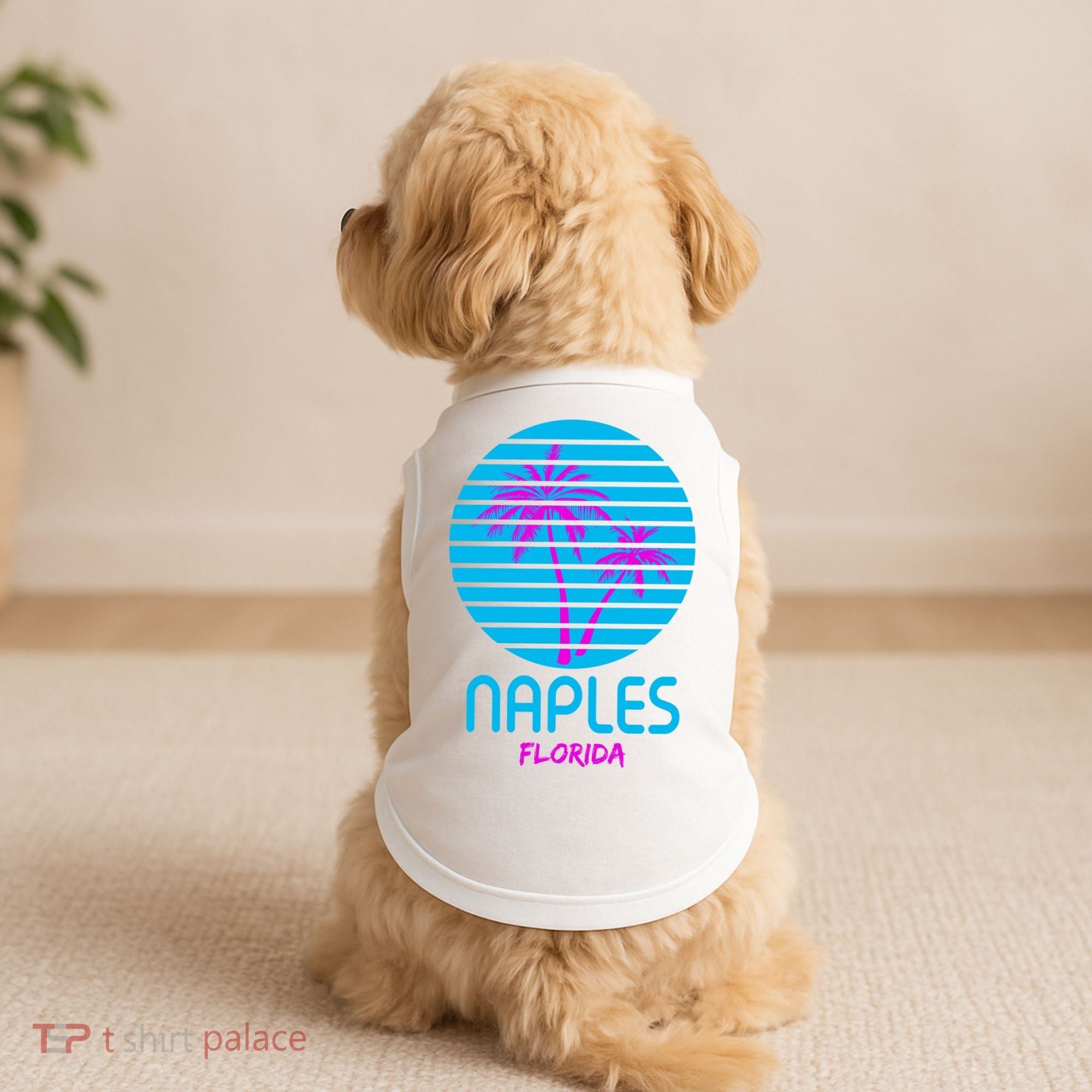 Naples Florida Retro Palm Tree Sunset Doggie Tank