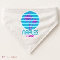 Naples Florida Retro Palm Tree Sunset USA-Made Doggie Bandana thumb 0