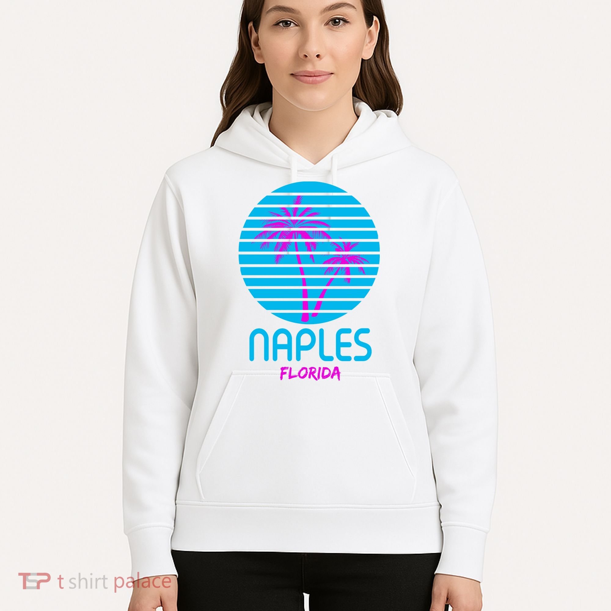 Naples Florida Retro Palm Tree Sunset Hoodie