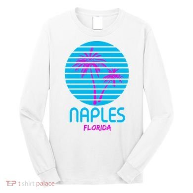 Naples Florida Retro Palm Tree Sunset Long Sleeve Shirt
