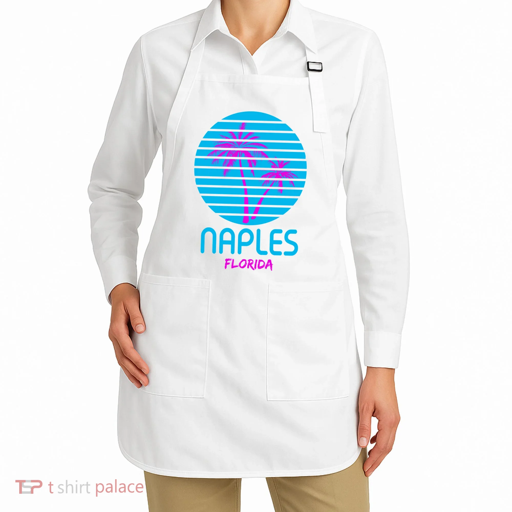 Naples Florida Retro Palm Tree Sunset Apron