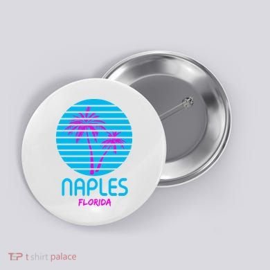 Naples Florida Retro Palm Tree Sunset Button