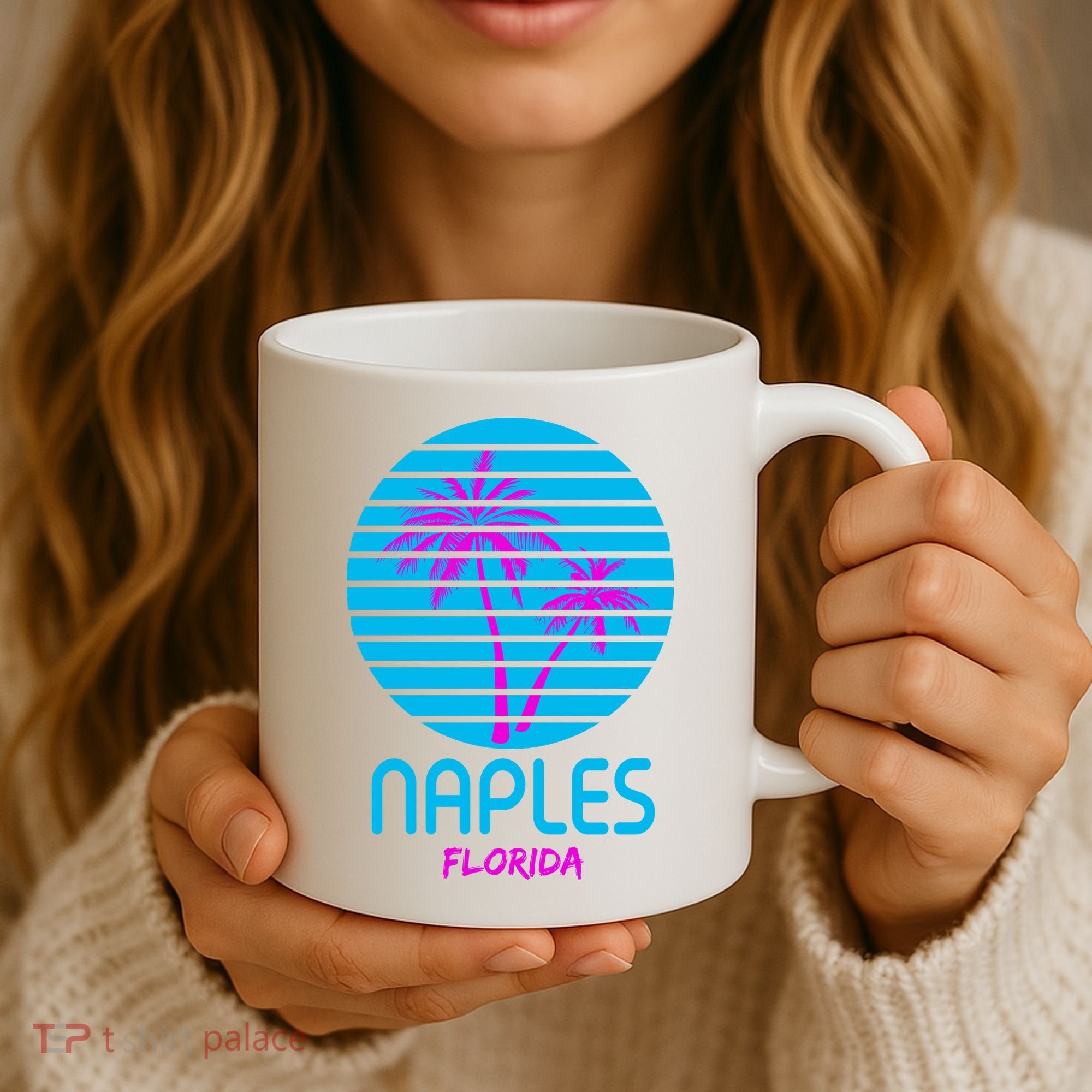 Naples Florida Retro Palm Tree Sunset Coffee Mug