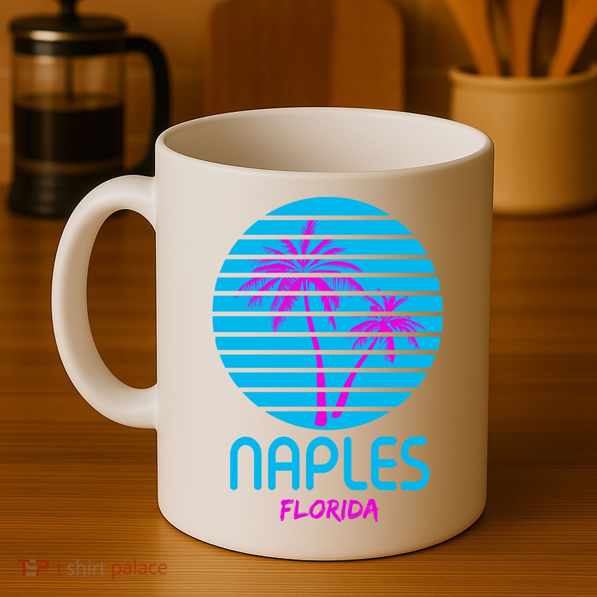 Naples Florida Retro Palm Tree Sunset Coffee Mug