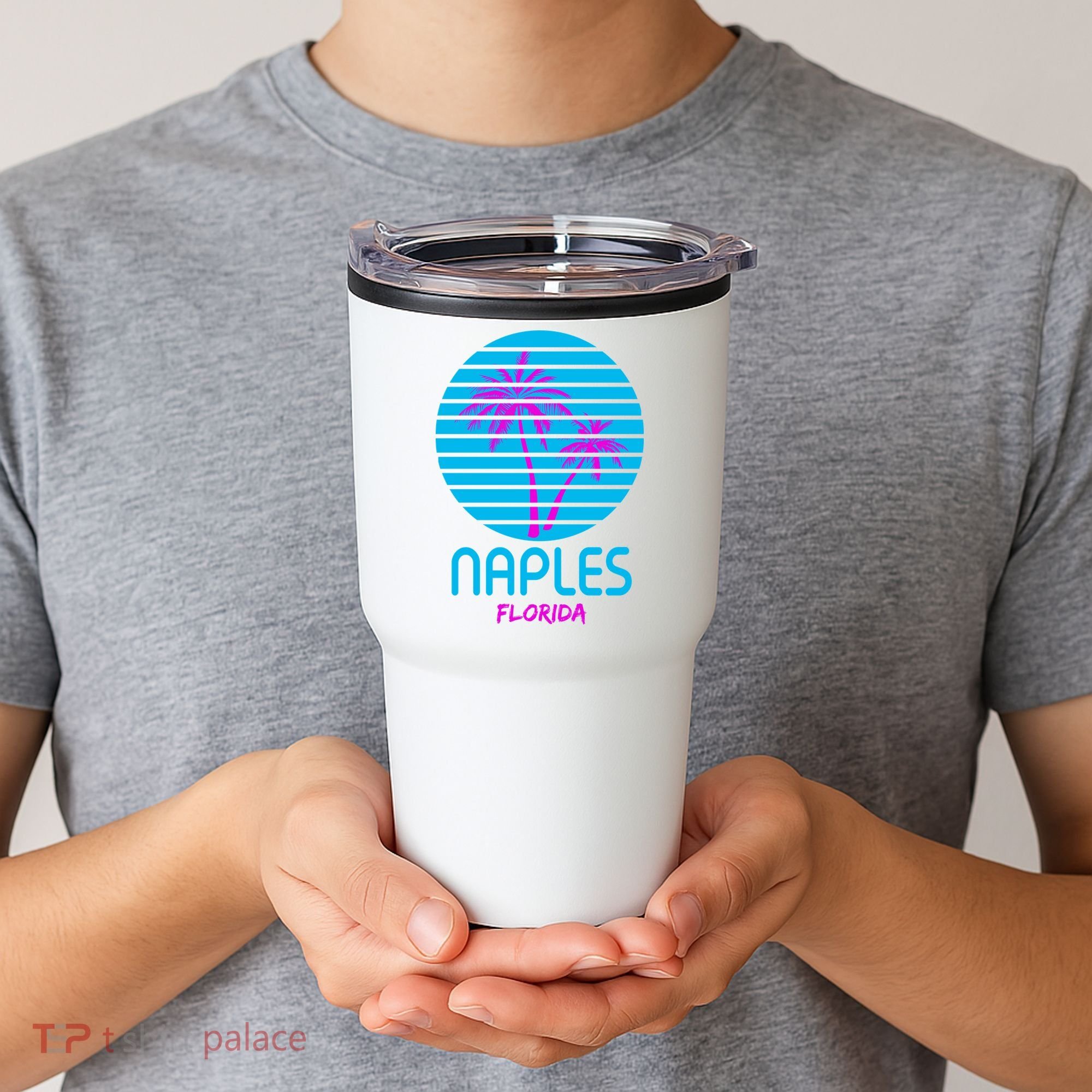 Naples Florida Retro Palm Tree Sunset Tumbler