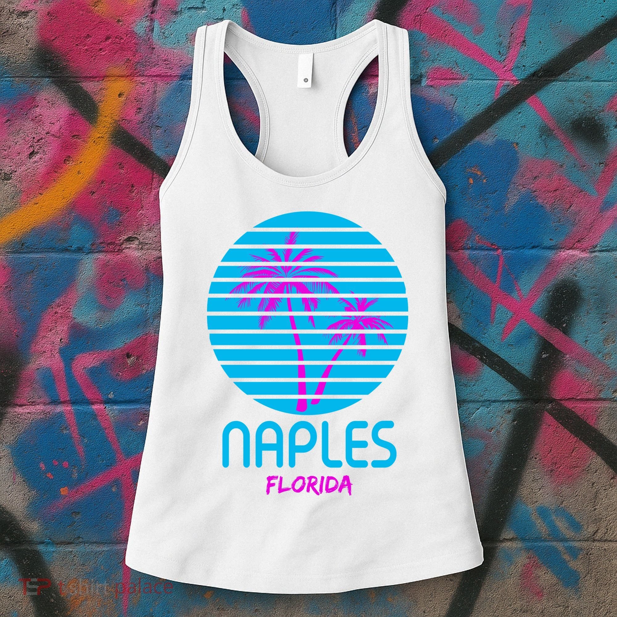 Naples Florida Retro Palm Tree Sunset Women's Tank Top