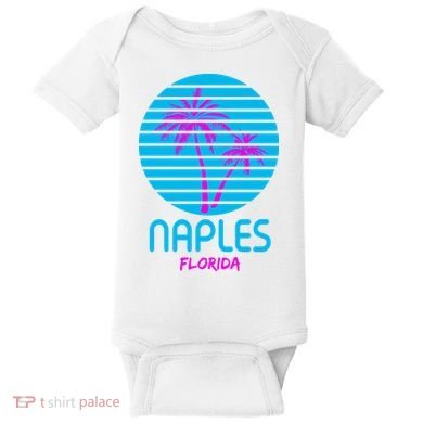 Naples Florida Retro Palm Tree Sunset Baby Bodysuit
