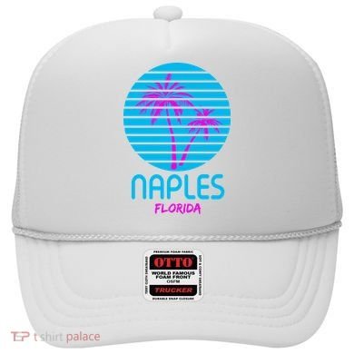 Naples Florida Retro Palm Tree Sunset Hat