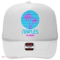 Naples Florida Retro Palm Tree Sunset Hat thumb 0