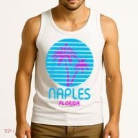 Naples Florida Retro Palm Tree Sunset Tank Top thumb 3
