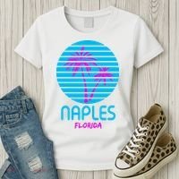 Naples Florida Retro Palm Tree Sunset Women's T-Shirt thumb 3