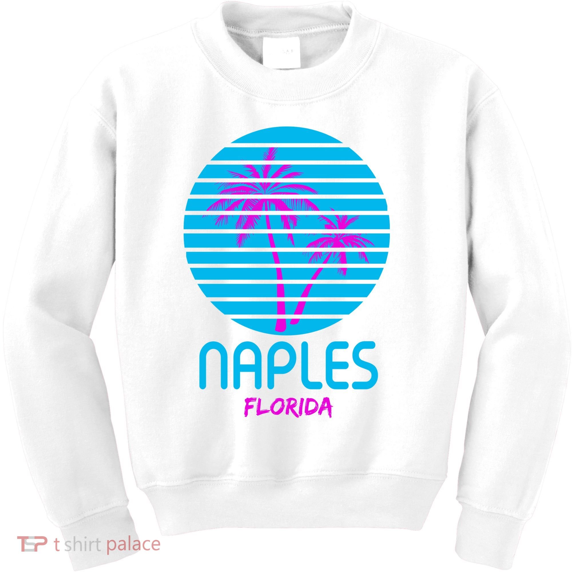 Naples Florida Retro Palm Tree Sunset Kids Sweatshirt