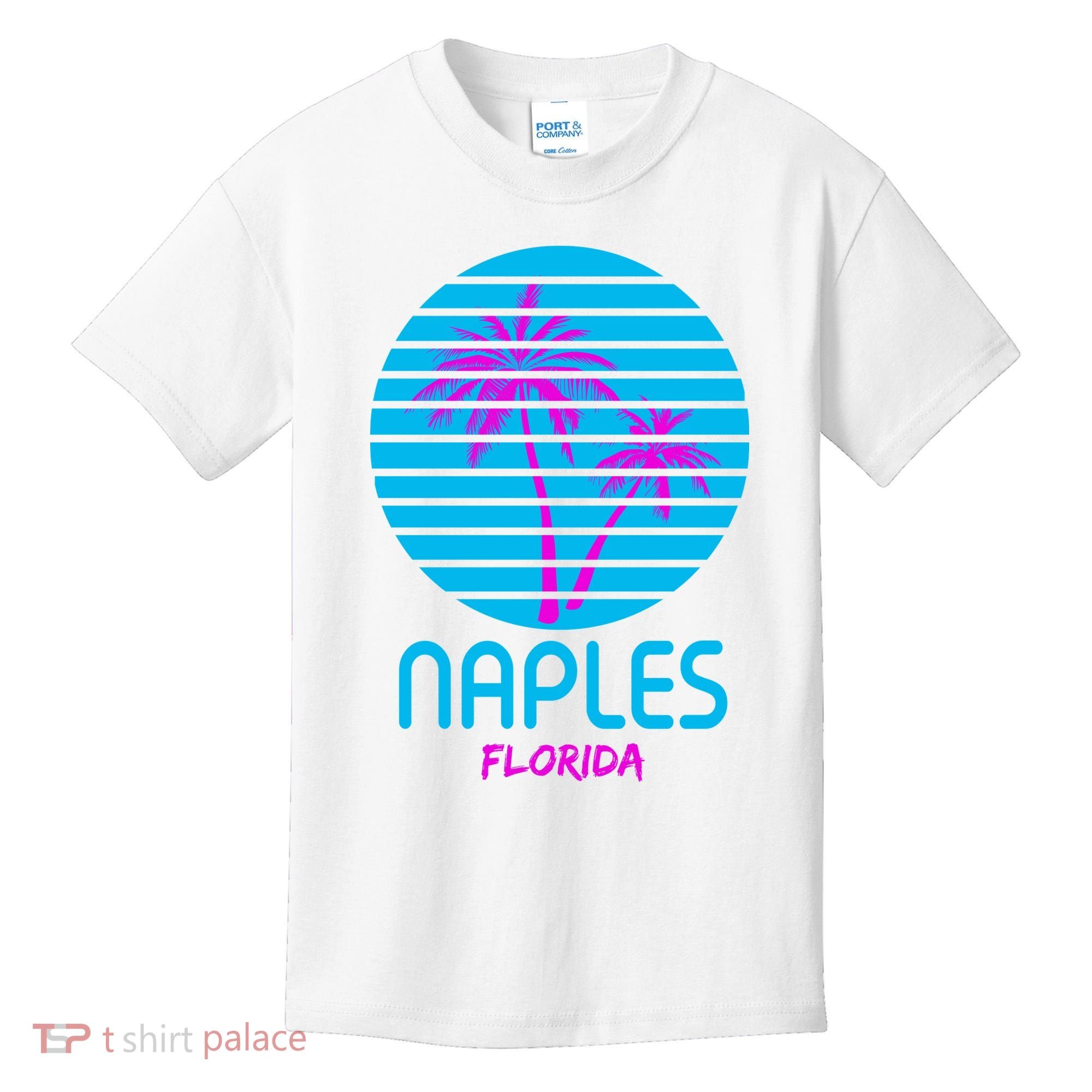 Naples Florida Retro Palm Tree Sunset Kids T-Shirt