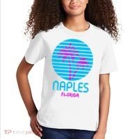 Naples Florida Retro Palm Tree Sunset Kids T-Shirt thumb 2