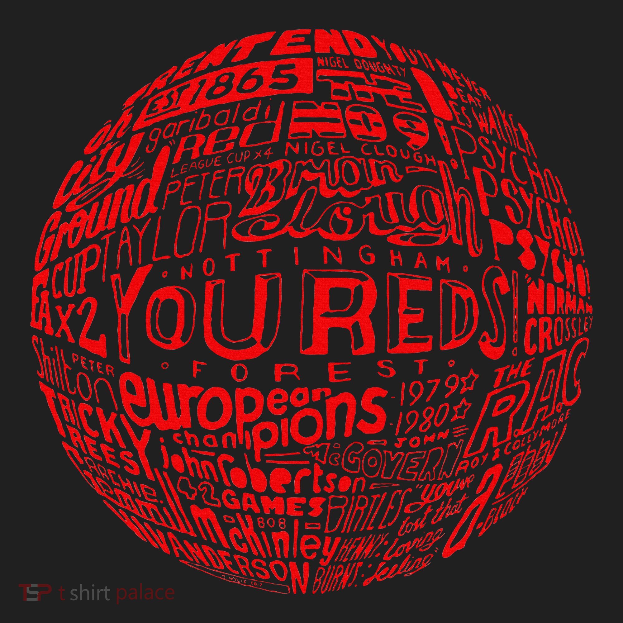 Nottingham Forest Red Typography Football Tumbler