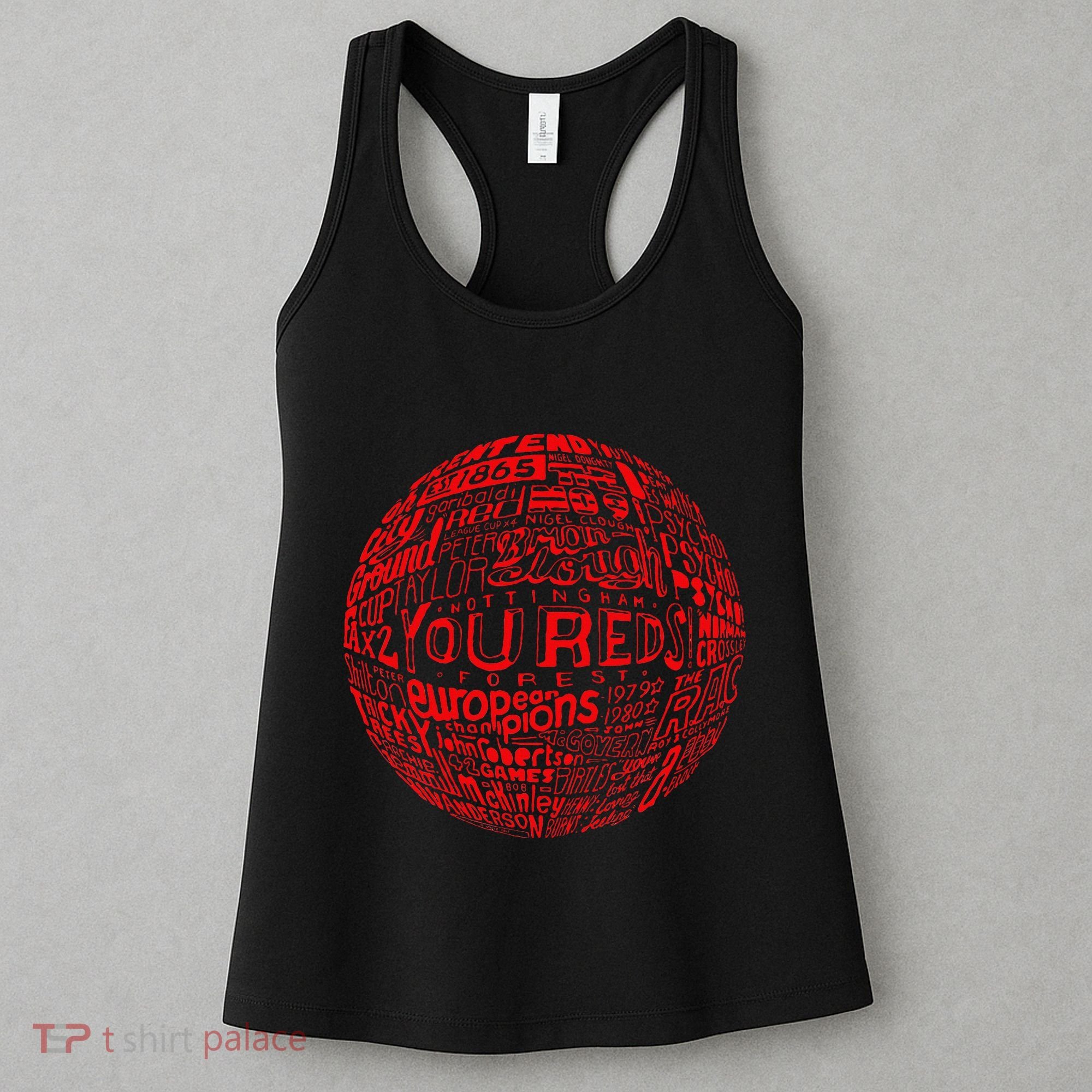 Nottingham Forest Red Typography Football Women's Tank Top