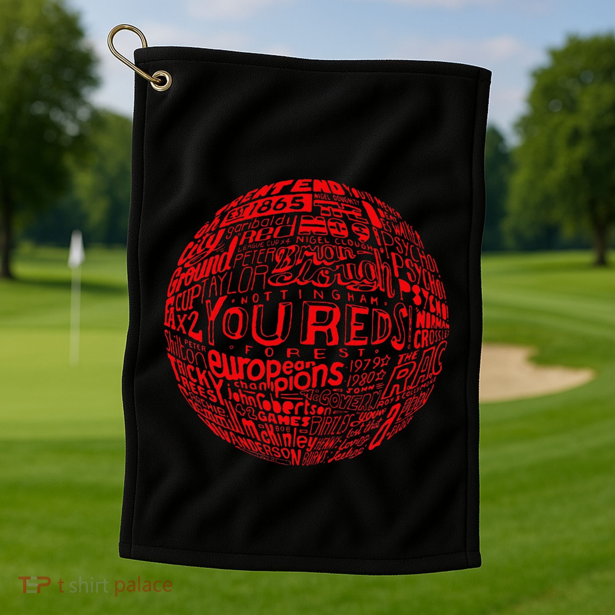 Nottingham Forest Red Typography Football Golf Towel