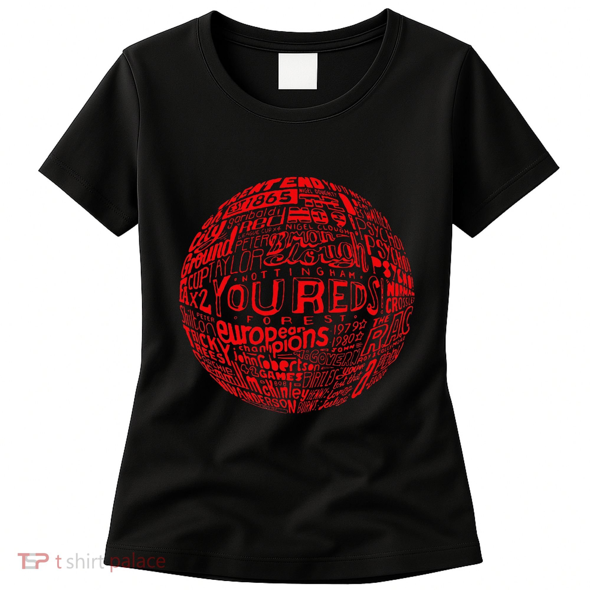 Nottingham Forest Red Typography Football Women's T-Shirt