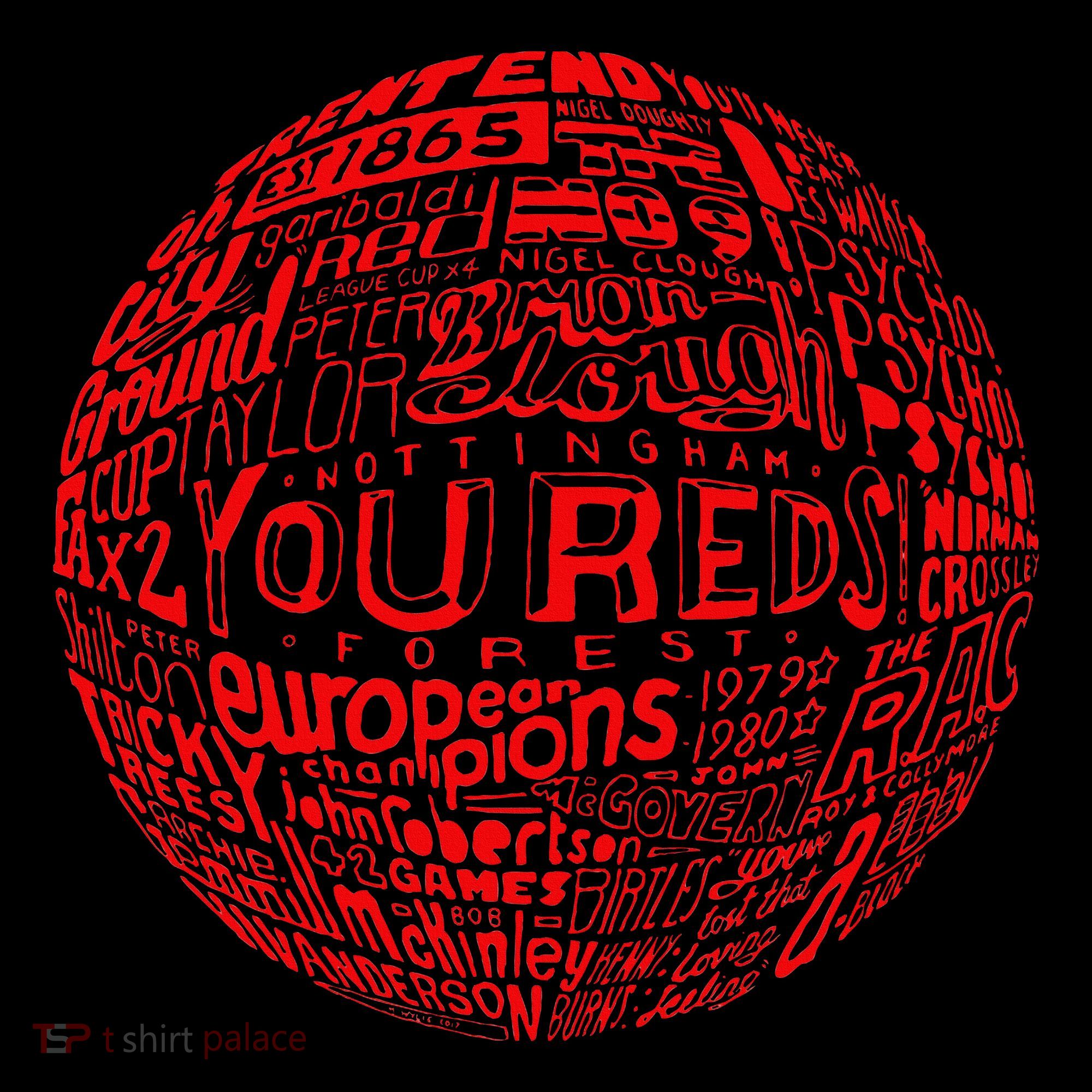 Nottingham Forest Red Typography Football Women's T-Shirt